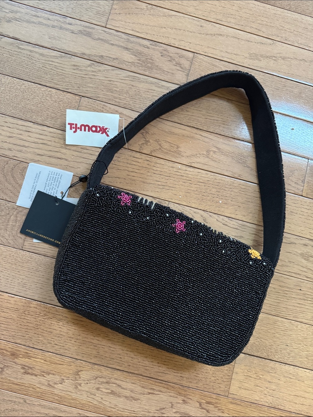 VIRAL Y2K Beaded Black Shoulder Bag with Colorful Star & Heart Motifs - Picture 5 of 5
